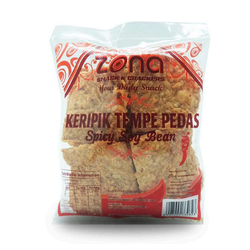 Zona Keripik Tempe Pedas Spicy Soy Bean Crips (7.05 Oz)